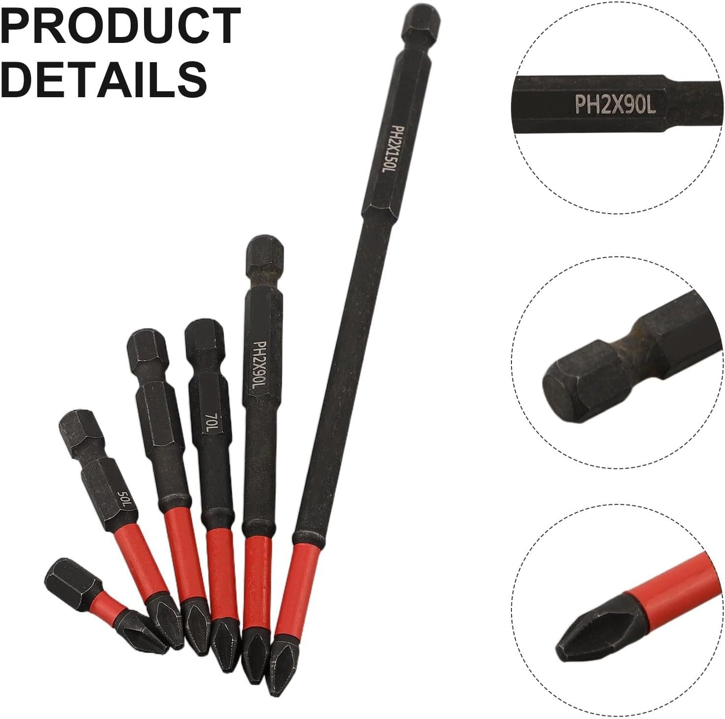 Screwdriver Set Cross Bit High-Strength Electric Drill Screwdriver Head 25/50/65/70/90/150mm 6-Piece Set Screw Driver Set Kit,Juego De Destornilladores,Magnetic Screwdriver Set