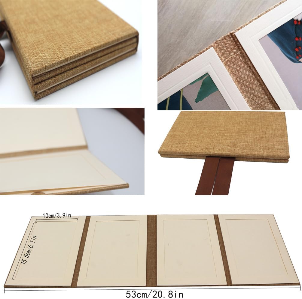 Vintage Spiral Photo Album, 4 Pages to Paste, Personalised Family Album, Mini Baby Photo Album Linen Cover for Gifts Wedding Family, Valentine's Day, Birthday