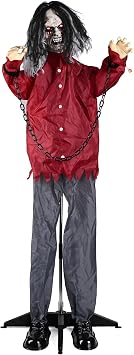5 7/12 Ft Standing Animatronic Zombie Sound & Touch Activated Halloween Decorations Outdoor Animatronics Halloween Props Halloween Animatronics