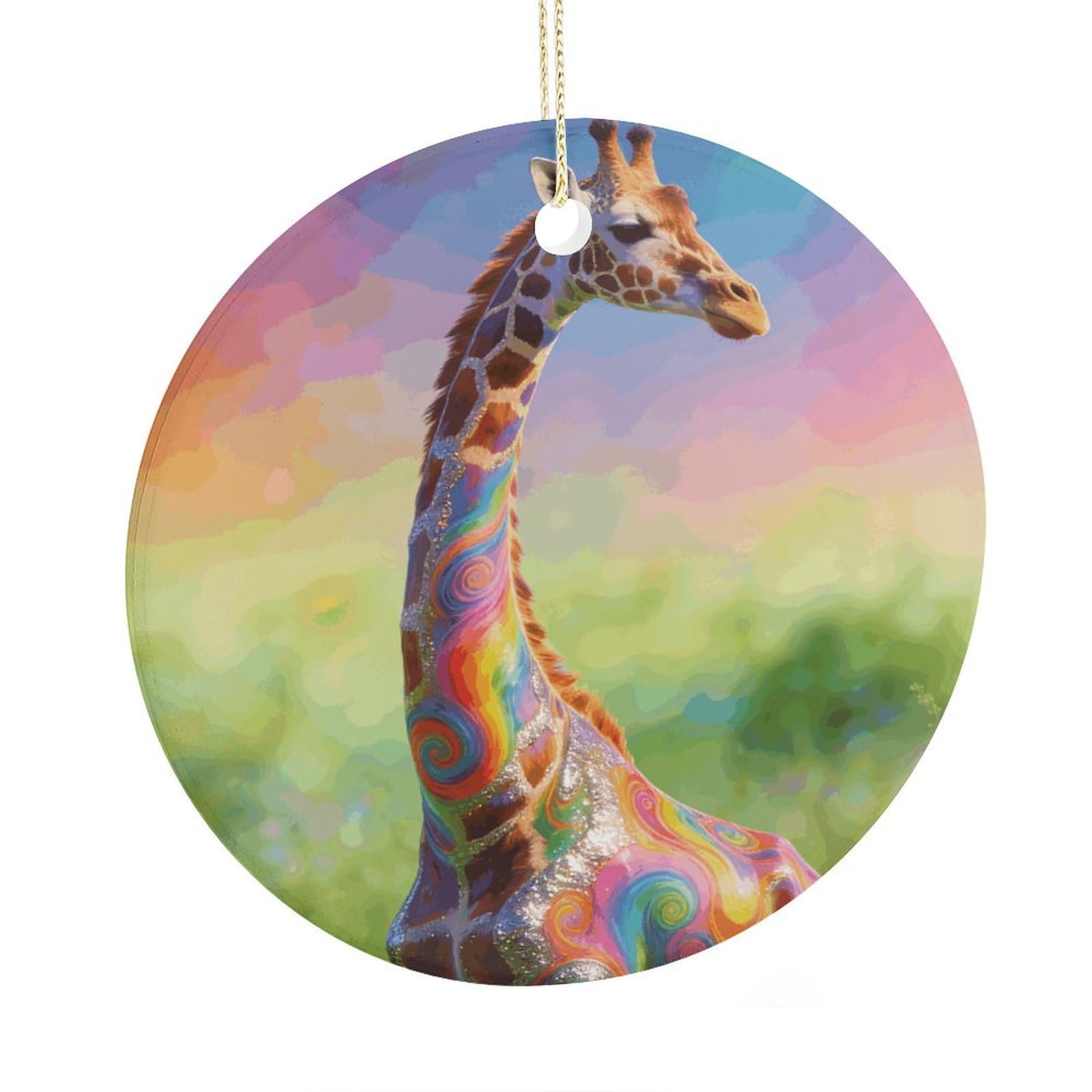 Fodpand Women's Style Colorful Artistic Giraffe Ceramic Christmas Ornament,Wall Hanging Decor Windows Hanging Decor Best Friend Birthday Gifts, Friendship Gifts Car Hanging Ornament Gift For Girls, Teachers 2.9 In