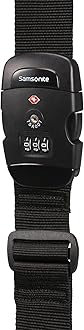 Samsonite Global Travel Accessories Luggage Strap with Integrated Three Dial TSA Combilock, 190 cm, Black