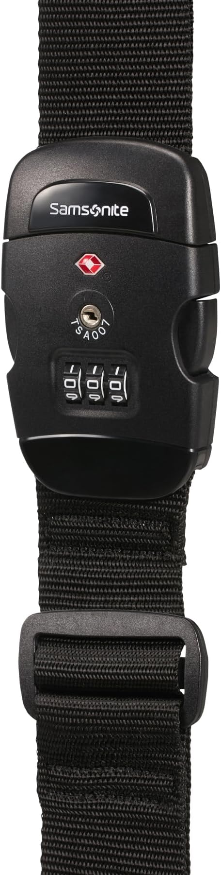 Samsonite Global Travel Accessories Luggage Strap with Integrated Three Dial TSA Combilock, 190 cm, Black
