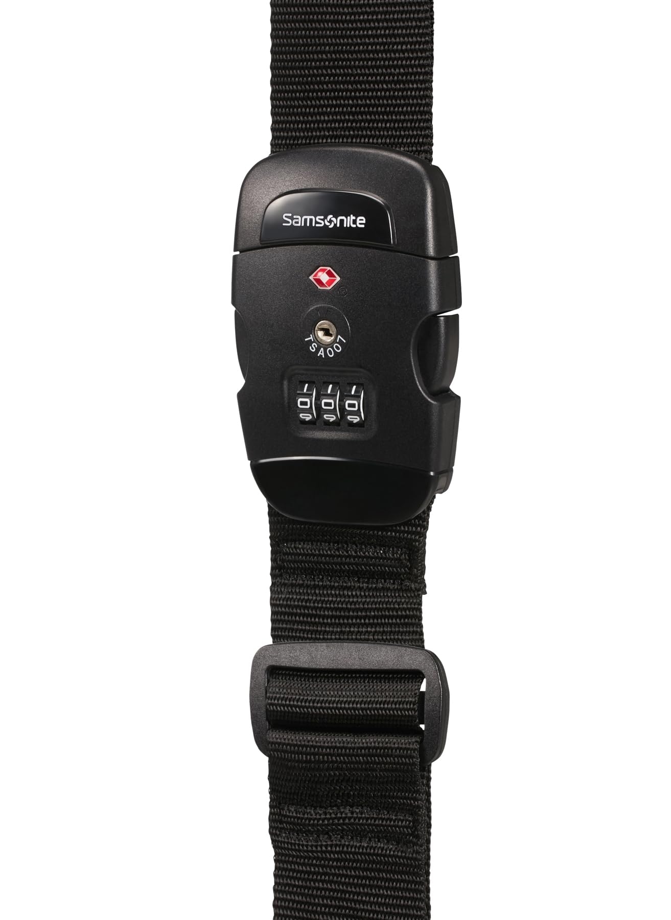 Global Travel Accessories Luggage Strap with Integrated Three Dial TSA Combilock, 190 cm, Black