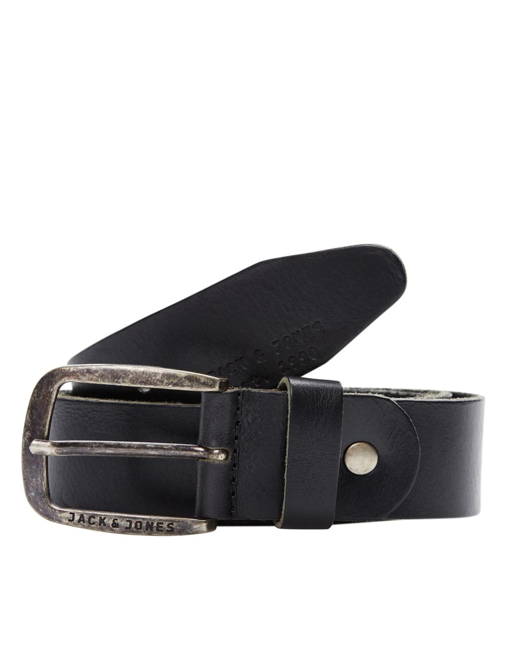 Jack & Jones NOS Men's Jacpaul Leather Belt Noos Belt, Black (Black Black), 42 (Manufacturer size: 95)