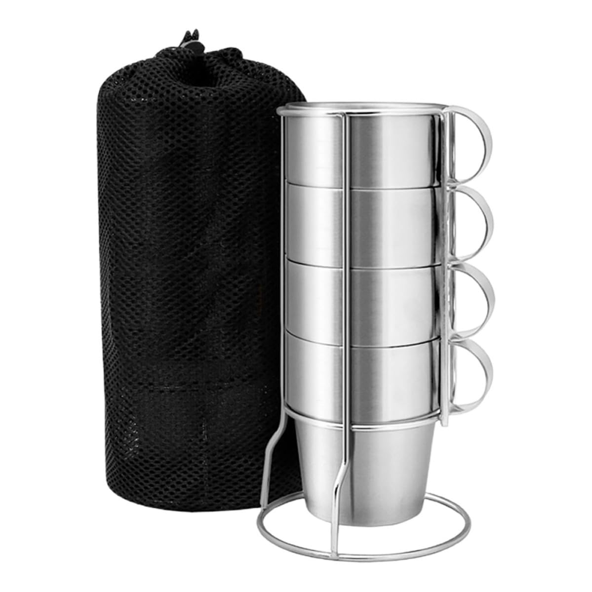 Doppelwandige Edelstahl Kaffeebecher 4 Stück mit Isolierung und Ständer für Camping und Picknick Hitzebeständig und Langlebig