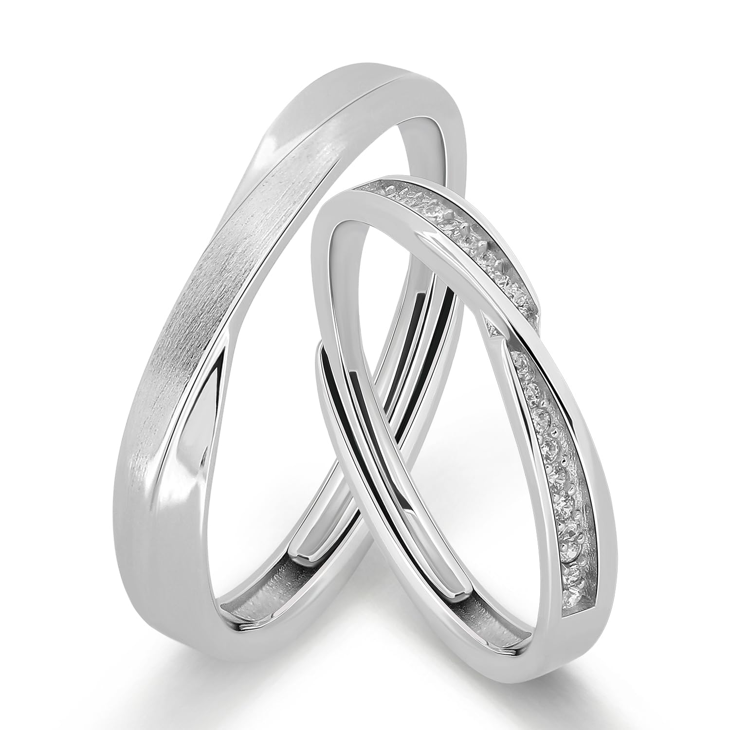 Meissa Juego de Anillos de Promesa Ajustables de Plata de Ley para Parejas, Anillos de Boda a Juego para Hombres y Mujeres, Juego de Anillos de Compromiso Ajustables
