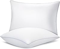 Vista 10 de Almohadas de cama alternativas de plumón, tamaño estándar, paquete de 4 – Almohadas de hotel de felpa suaves y seguras para los que duermen boca