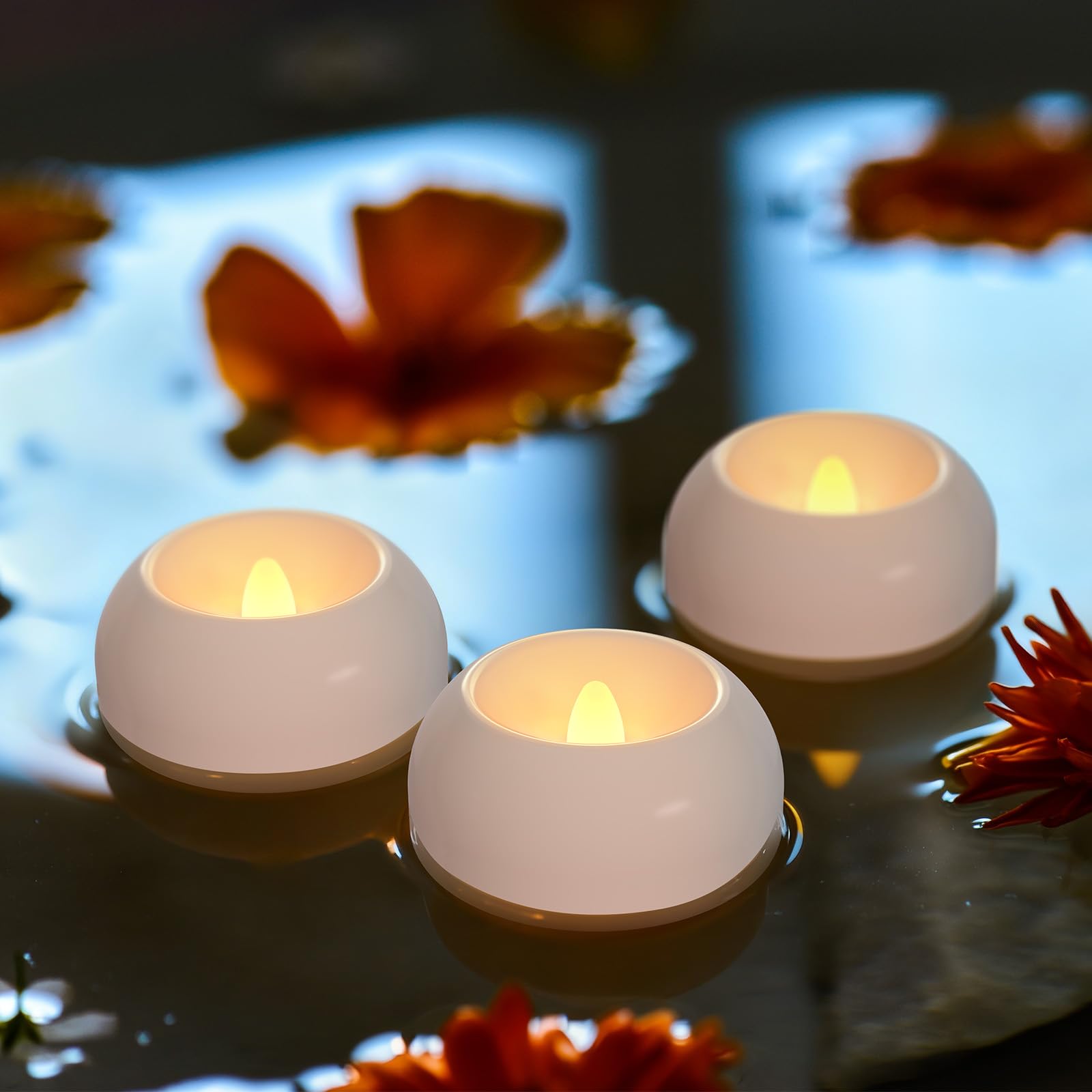 18 Stück LED Schwimmkerzen Warmweiß, 6cm Wasserdichte Schwimmende Teelichter mit 100h Brenndauer, Flammenlose Batteriebetriebene Kerzen für Pool Hochzeit Badewanne Brunnen Party Deko