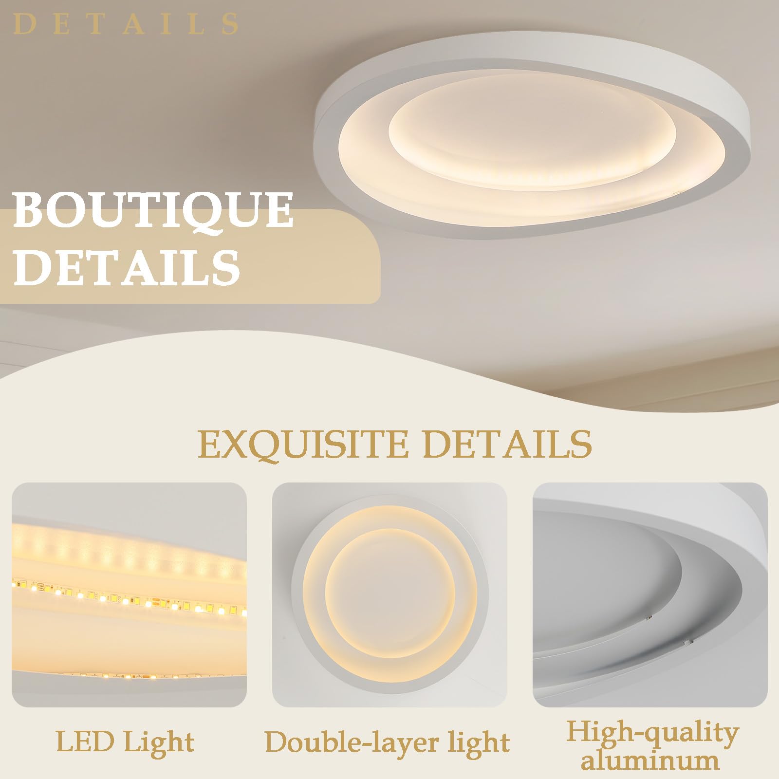 Moderne Deckenleuchte, 50CM Dimmbare 3000K-6500K Deckenlampe Schlafzimmer, Minimalistische Kreativitätsform Lampe Deckenlampe für Wohnzimmer Schlafzimmer Küche Flur (D 50CM)