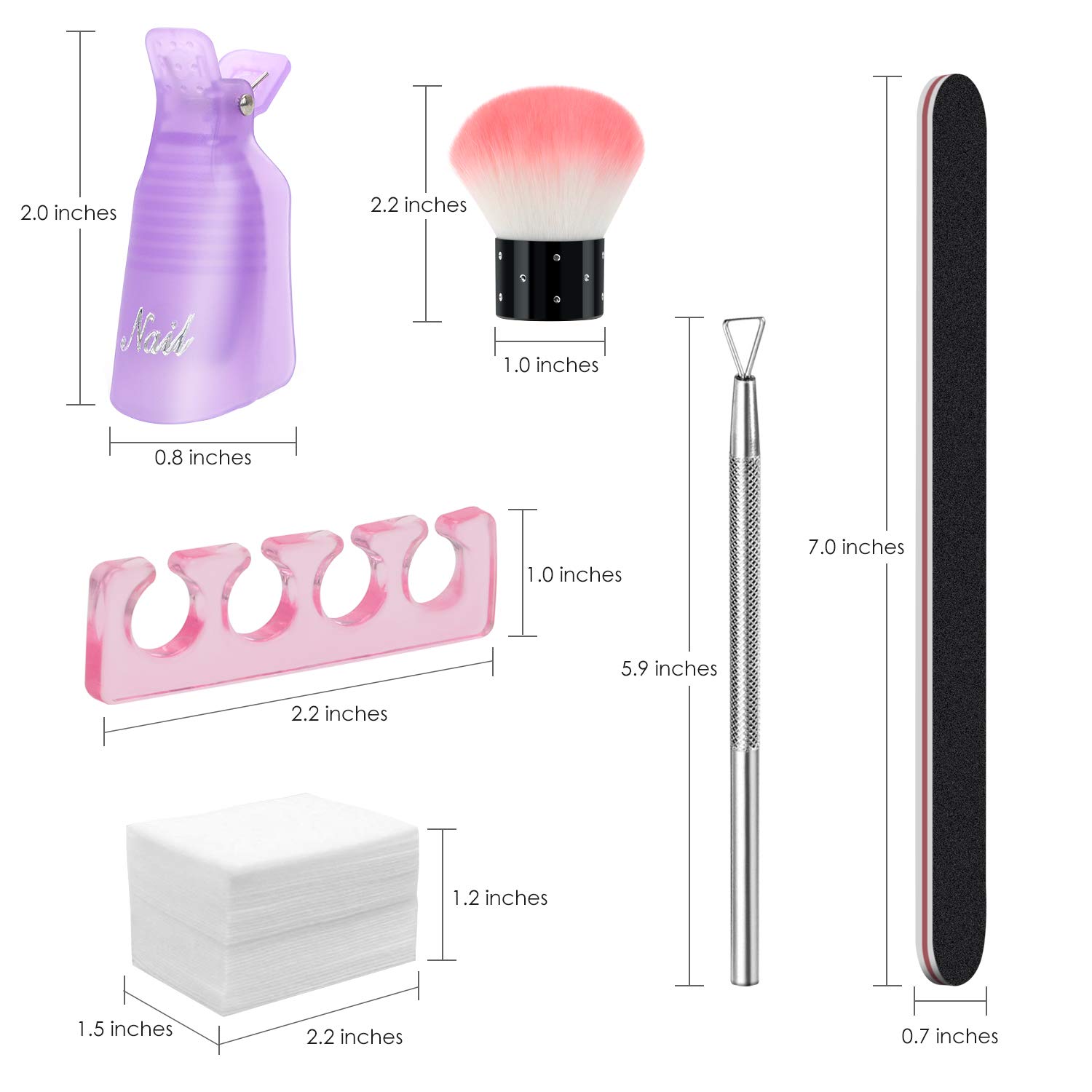 Get Special Price Nail Polish Remover Kit, with Nail Polish Remover Clips Set and Pads, Nail File, Stainless Steel Cuticle Pusher, Finger Separators