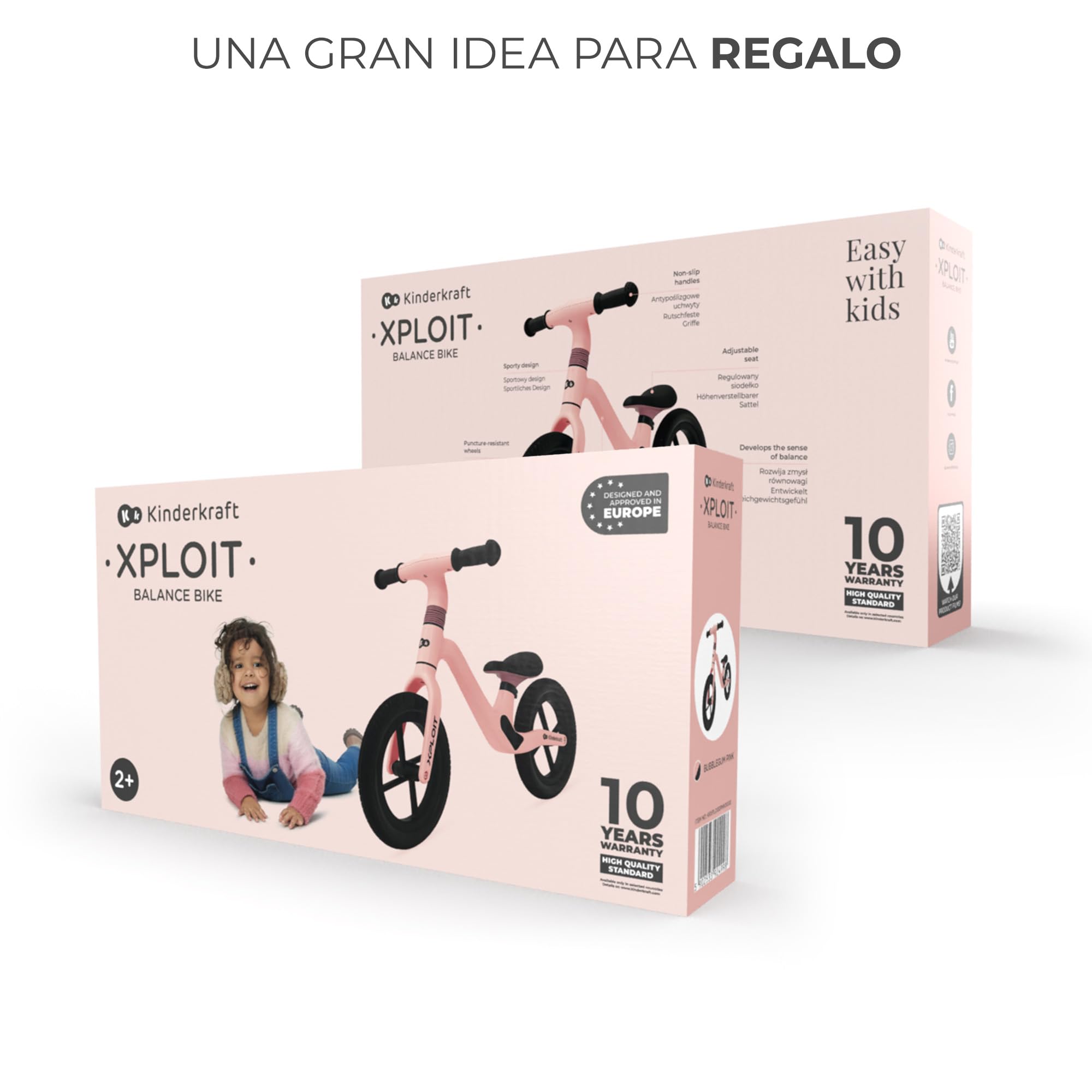 Kinderkraft XPLOIT Bicicleta sin Pedales, Bicicleta Niño 2 años, de 80 cm, Bicicleta 2 Ruedas, Bicicleta de Equilibrio, Sillín Ajustable, Ruedas Grandes de PU, 35 kg