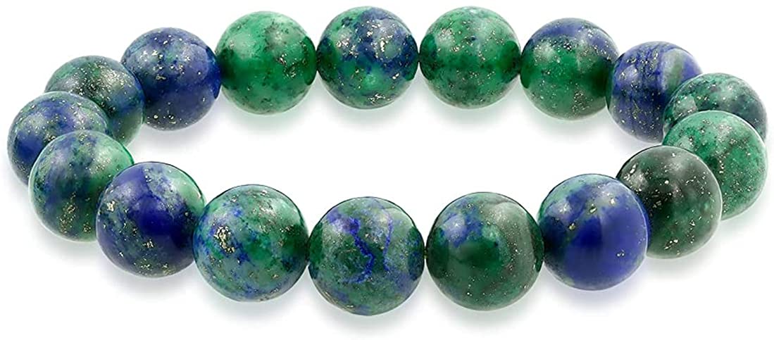 REBUYAzurite Malachite Stone Bracelet Natural Stone Bracelet Jewelry for Unisex 10 MM