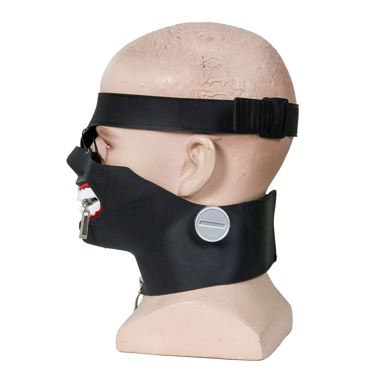 Maschera di Ken Kaneki del Fumetto Tokio Ghoul, in Similpelle, con Doppie Cerniere. Perfetta per Un Travestimento. Regolabile