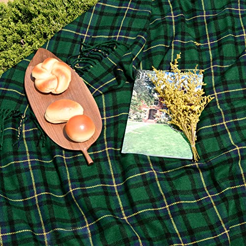David'S Home Buffalo Plaid Throw Blanket- Soft And Lightweight Tartan Herringbone Fringe Blanket For Couch Sofa-Outdoor Blanket Lap Throw With Decorative Tassels-Farmhouse Style-50X60 Inches-Green thumb #2
