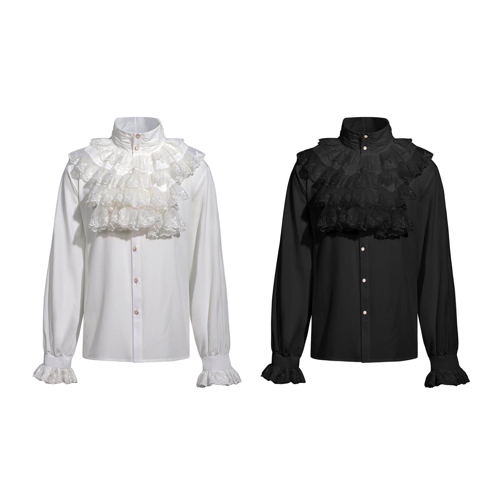 Camisa pirata para hombre, con volantes, estilo victoriano, renacentista, Sterevunk, vampiros, poeta, disfraz medieval de Halloween
