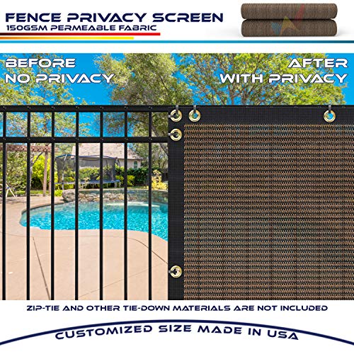 Windscreen4less Heavy Duty Sichtschutz Zaun in Farbe Braun mit Schwarz Streifen 6 'x 50' Tüllen Messing W/3-Jahre Garantie 140 GSM (Benutzerdefiniert Größen erhältlich) 6' x 50' – Bild 6