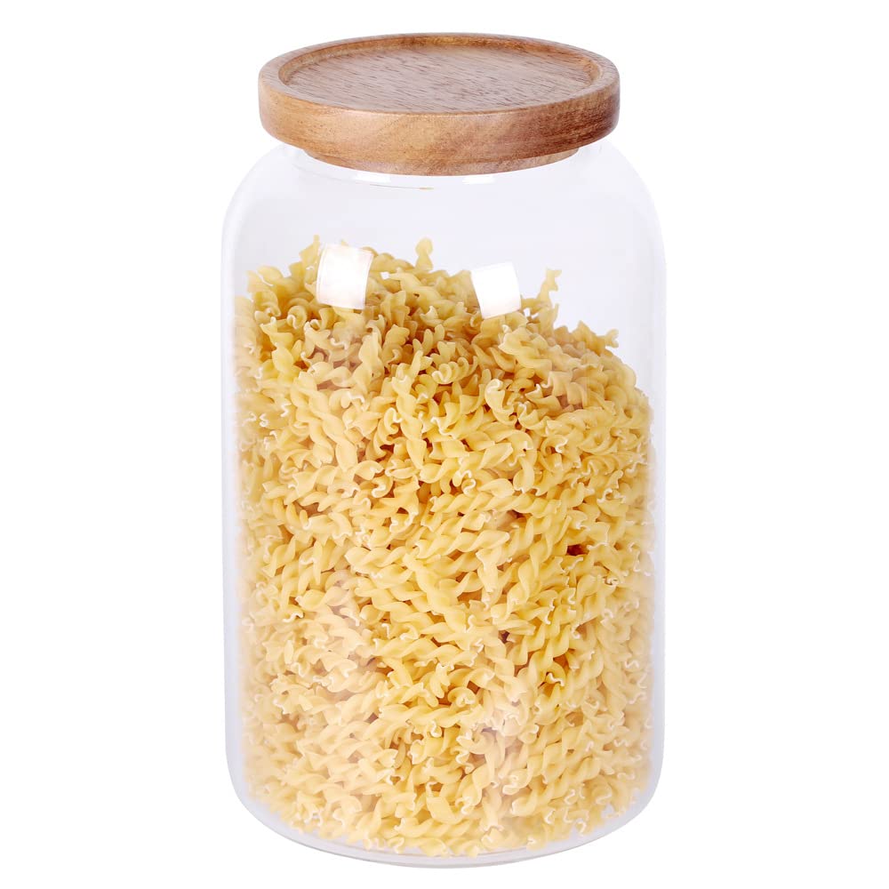 Tarros de almacenamiento de alimentos de vidrio transparente de diseño moderno Saiool, contenedores de almacenamiento de alimentos, de vidrio, 105 onzas líquidas (3000 ml) ampliadas con tapa de