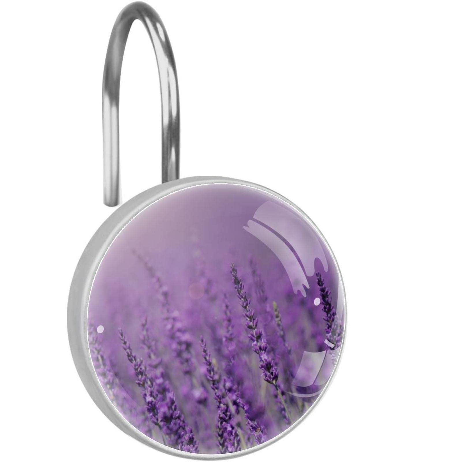 Crochets de rideau de douche lavande violette antirouille x12