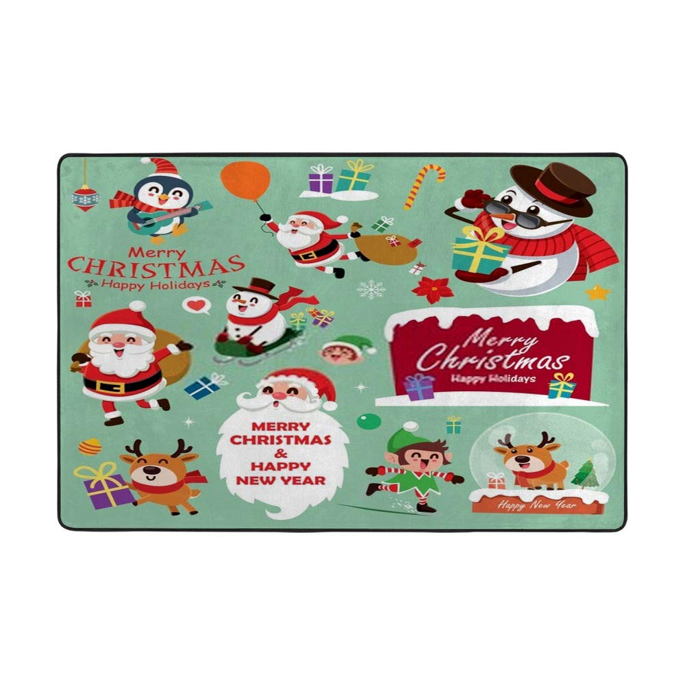 Tapis de salon Noël CHEHONG grand format 80X58 pouces en tissu polyester pour salle à manger