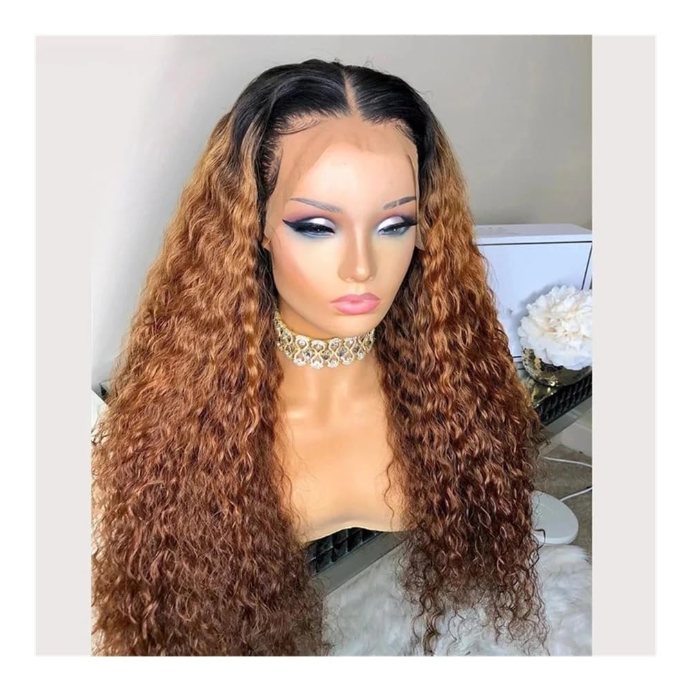 Körperpflege Lace Front Perücken Ombre Schwarz Blond 26'' Lange lockige gewellte synthetische Perücke für Schwarze Frauen Haarverlängerungen