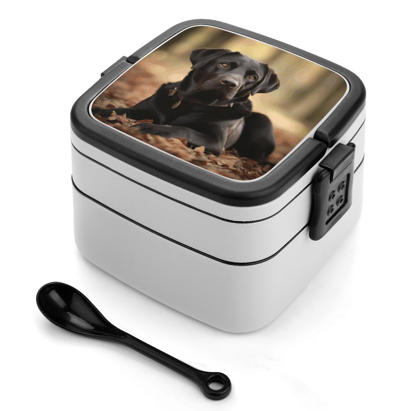 VstaDank Cute Labrador Dog Bento Box Portable Adult Lunch Box with 2 Layer&Spoon Reusable Insulated Lunchbox Large Food Containers Leak Proof Lunch Containers for Work Camping Meal Prep