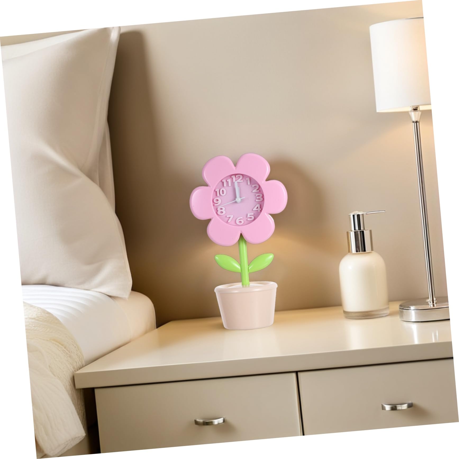 Ciieeo Despertador Infantil Digital de Flores Pequeño Rosa, Mecanismo Silencioso, Material Plástico, para Estudiantes, Adecuado para Dormitorios y Viajes, Reloj de Mesa Decorativo