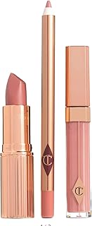 Charlotte Tilbury The Pillow Talk Full Size Lip Kit- Lip Liner, Lipstick, and Lip Gloss.
