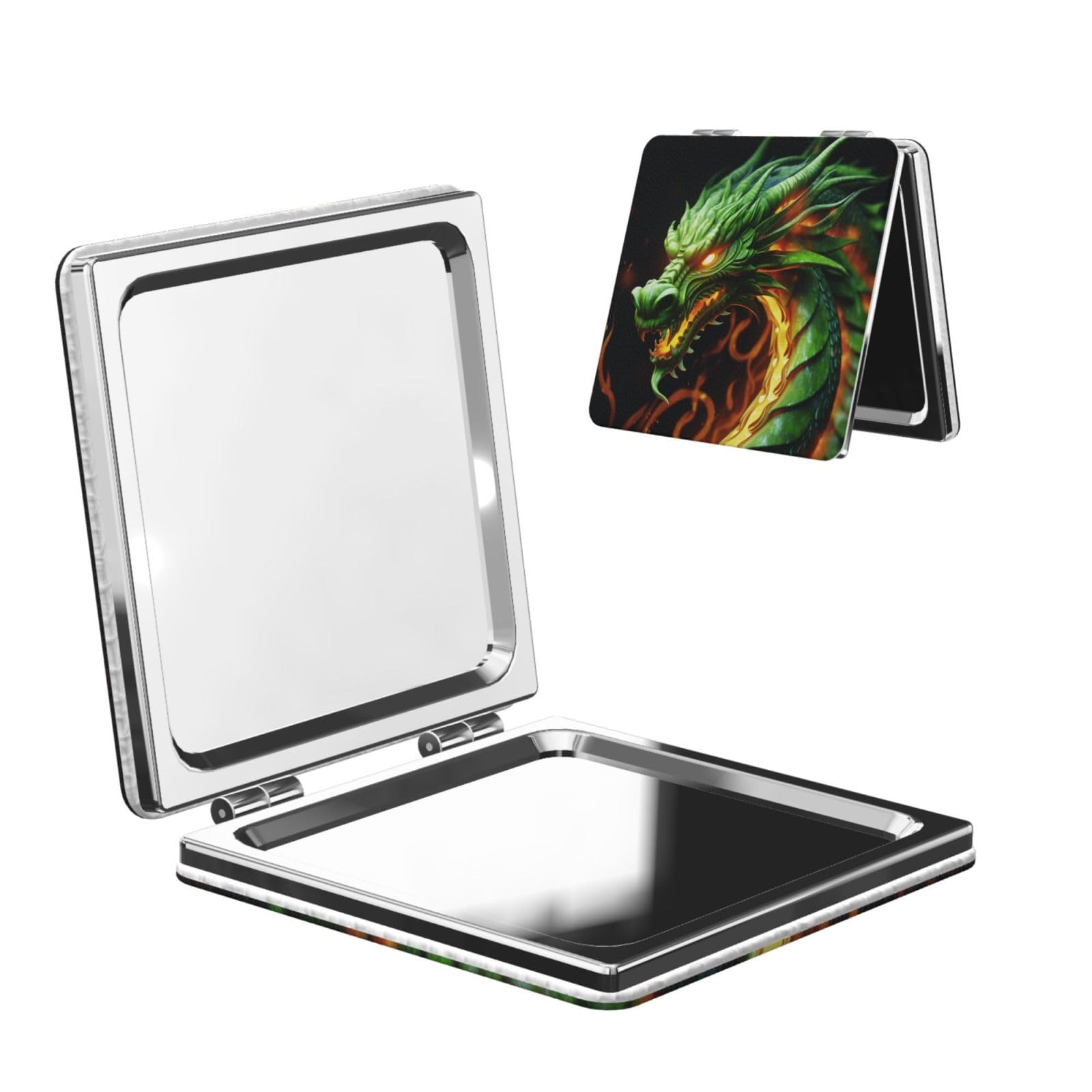 DWVTSLH Chinese Dragon Compact Mirror for Purse, Double-Sided 2X/1X Magnifying Mirror for Women Men, Travel Makeup Mirror for Handbag, Handheld Vanity Mirror for Gift