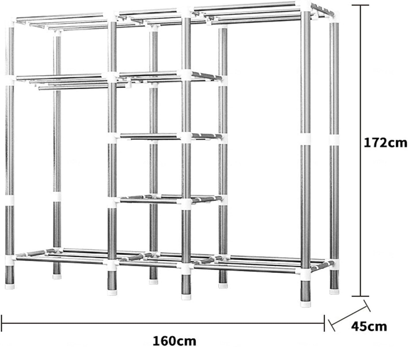 Wardrobe, Portable Wardrobe Shelves with Hanging Rail, Clothes Closet Storage Organizer for Clothes, Bags,D-160x45x172cm