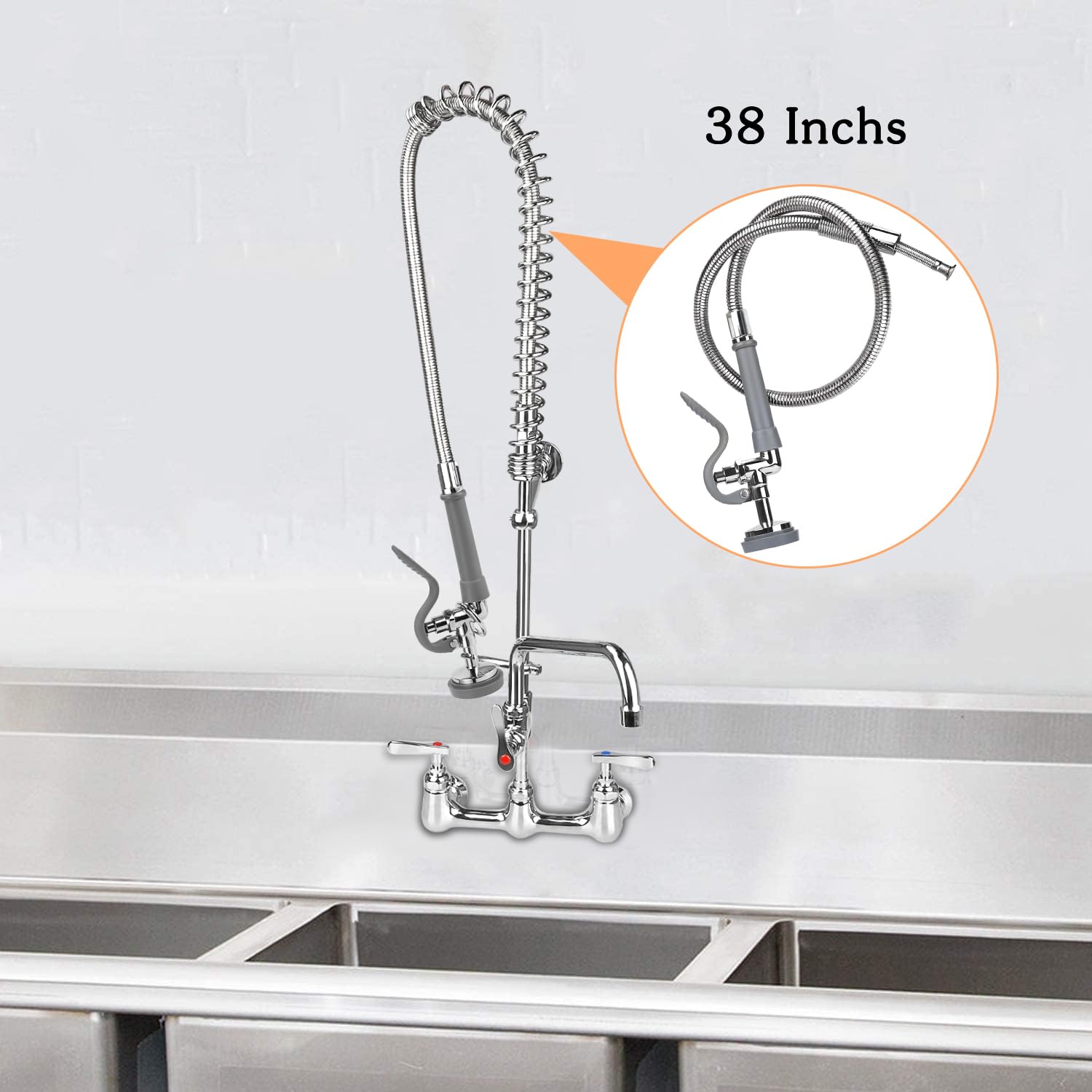 COOLWEST Pulverizador comercial de preenjuague con manguera flexible de 38 pulgadas con cabezal de válvula de pulverización (gris)