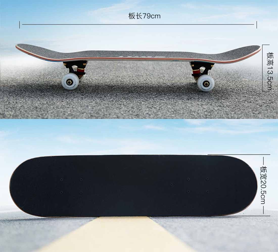 WHOJS Skateboard 31 "x8 Patinetas estándar por Niños Adolescentes Adultos Arce Canadiense de 7 Capas, Tabla de Skate de Doble Patada por Profesionales Principiantes 【Selección de Color y Motivo】