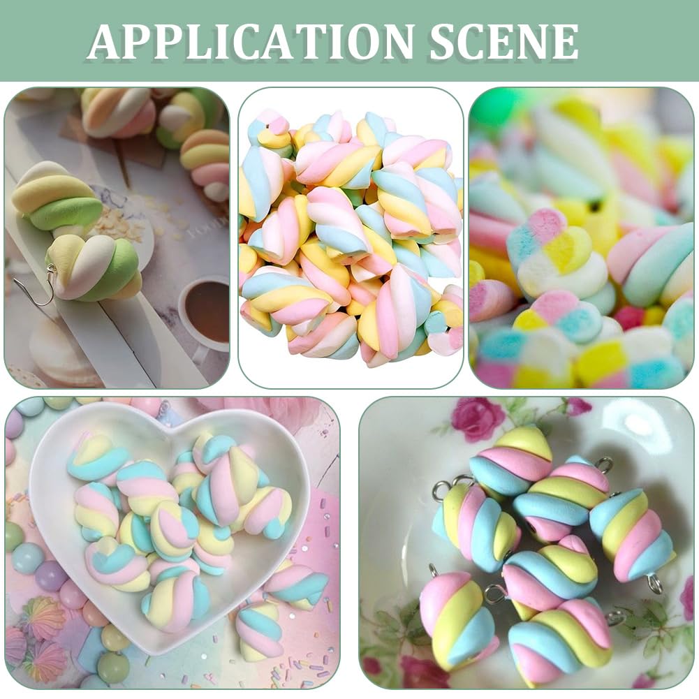 SUNNYCLUE 18 pz. Ciondoli di Caramelle In Resina Figure di Dessert Modello di Marshmallow Artificiale Mini Statuine di Marshmallow Dolci Cibo Finto per Casa Ufficio Scrivania Bomboniere per Feste Acce