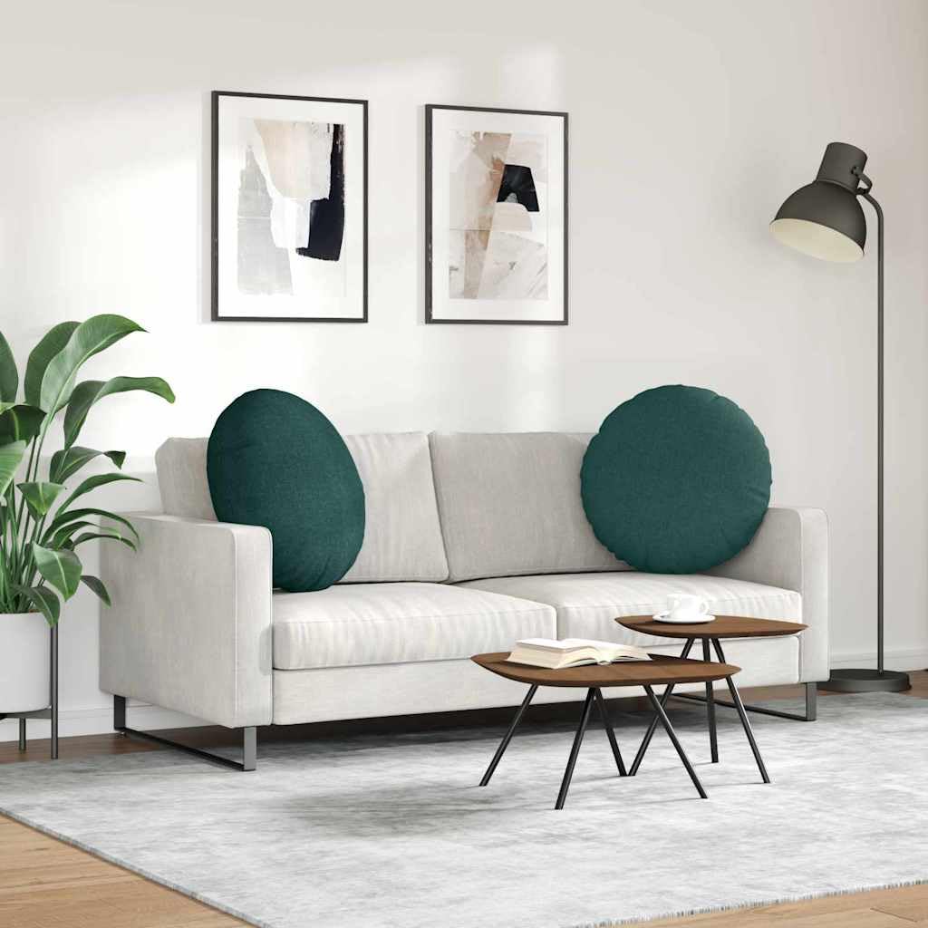 Générique Poduszki do siedzenia 2 szt. Ciemna zieleń Ø80 x 29 cm | Wypełnienie z włókna, pokrowiec nadający się do prania w pralce, zamek błyskawiczny, do salonu sypialni