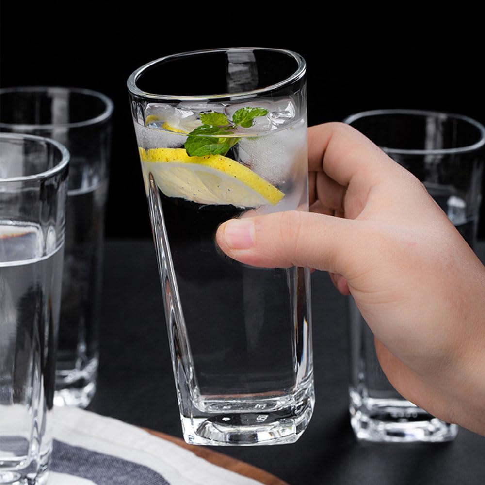 Kwadratowe szklanki do Highball 330 ml, przezroczyste, wysokie szklanki do picia, nowoczesne, do wody, koktajli, mojito i codziennego użytku