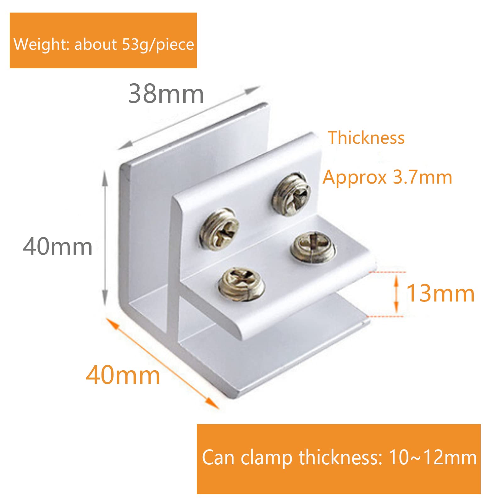 Colliers Support Pince à Verre à 90 Degrés , Supports De Serrage Reglables Pour Etagere De 8 A 12 Mm Depaisseur 4pcs 77098862