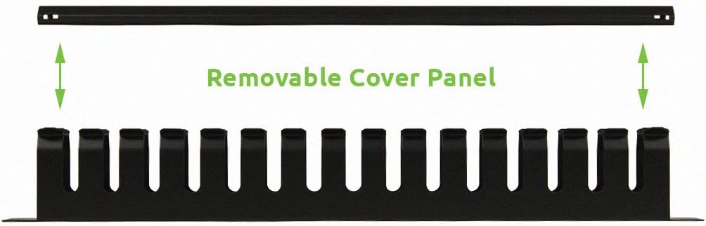 NavePoint 1U Metal Rack Mount Horizontal Cable Manager Duct Raceway for 19 Inch Server Rack