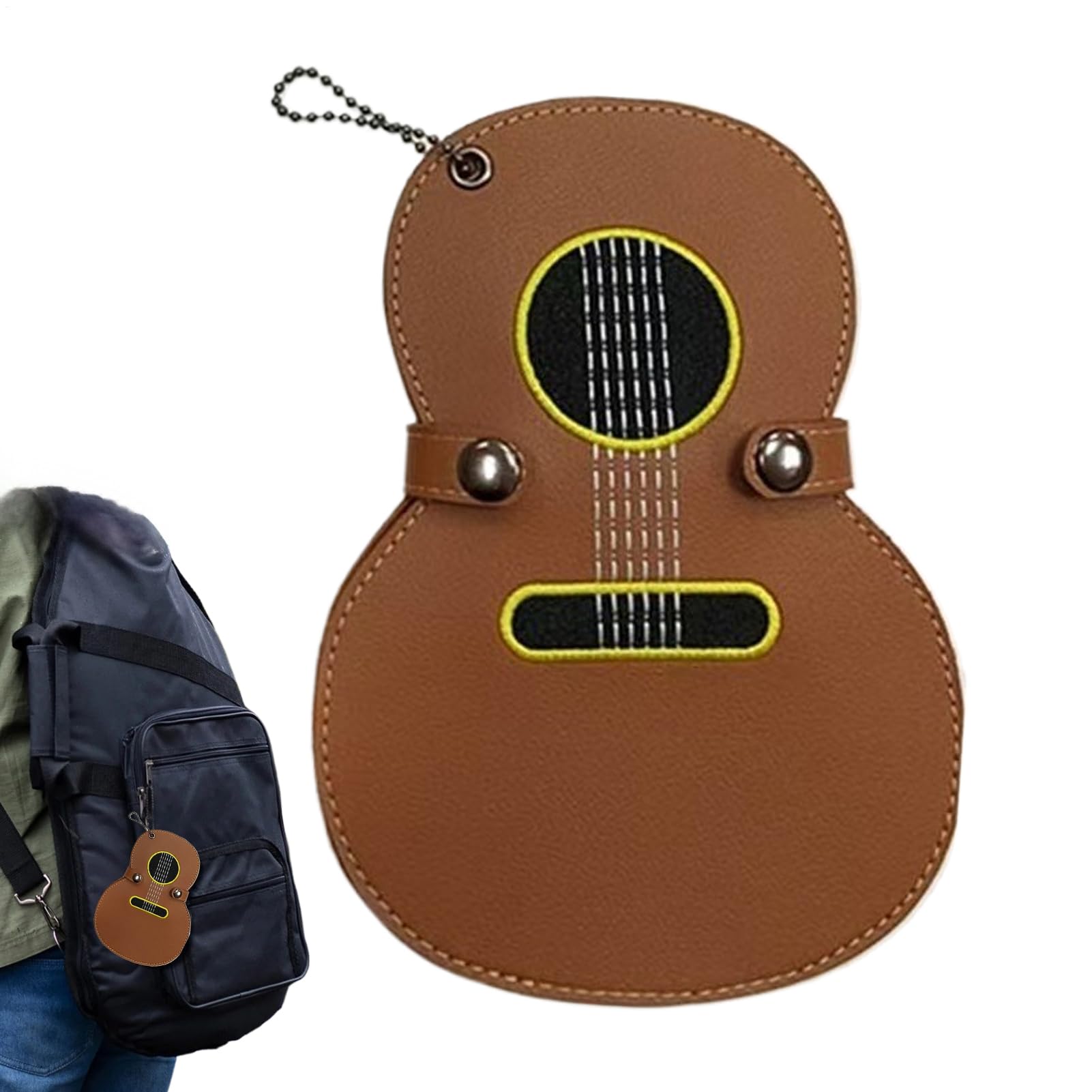 Generisch Gitar penası kutusu, 17 bölmeli düzenleyici anahtarlık, saklama kutusu, gitar penası için suni deri anahtarlık, müzik severler için e-bas ukulele çalanlar için, Kahverengi, Siehe