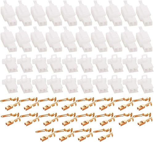 Miniatura 5 de Fielect Kit de conectores de cable eléctrico 2P de 0.110in macho hembra motocicleta crimpado terminales de alambre 20 pares