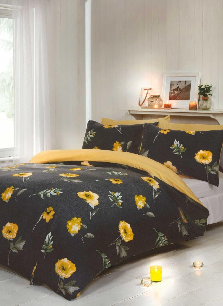 Funda de edredón Super King Darcy Primrose textil de cama nórdico grande color prímula