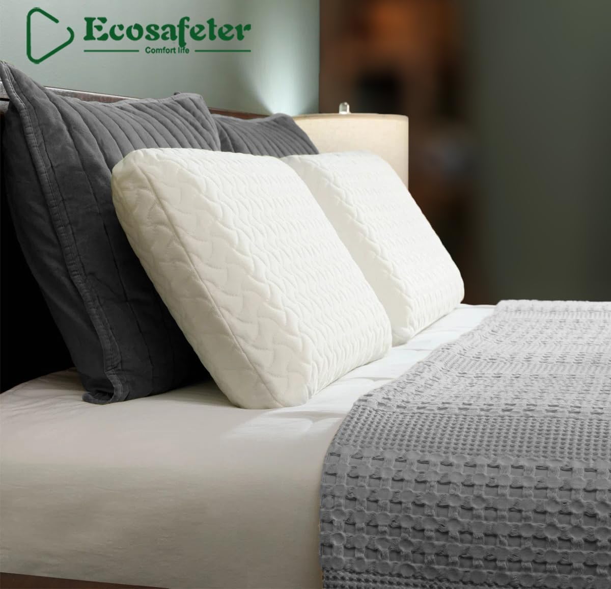 Cuscino in memory foam per un sonno riposante, ergonomico, ad alta densità, per chi dorme sul fianco e sulla schiena (bianco)