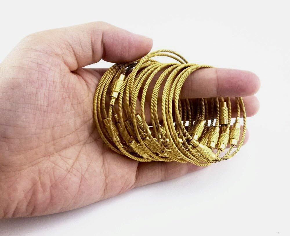 Silipac Stainless Steel Wire Keychain Cable, Twist-Lock 6.3" (16 cm) 2mm – Car Keyring, Luggage Tag, Carabiner – 4 Pack - Image 3