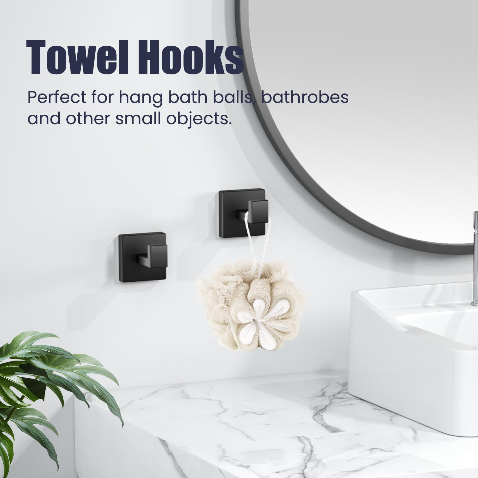 Juego de accesorios de baño: juego de 12 toallas de baño, toalleros para montaje en pared, acero inoxidable SUS304, negro mate