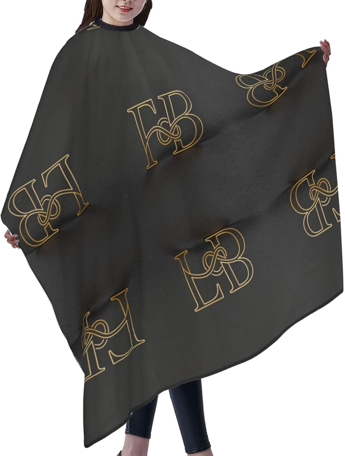 Interlocked Initials Hair Cutting Cape For Adults-Barber Cape For Men Women, Waterproof Salon Cape For Hairdressing, Anti Static Hairdressing Gown
