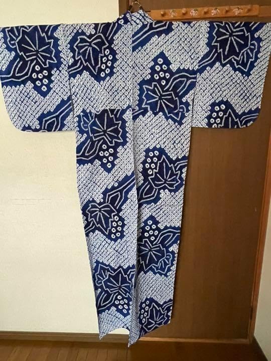 浴衣 有松絞り 高級 葡萄柄 有松鳴海絞り 浴衣 葡萄 蔦の葉 裄66.5