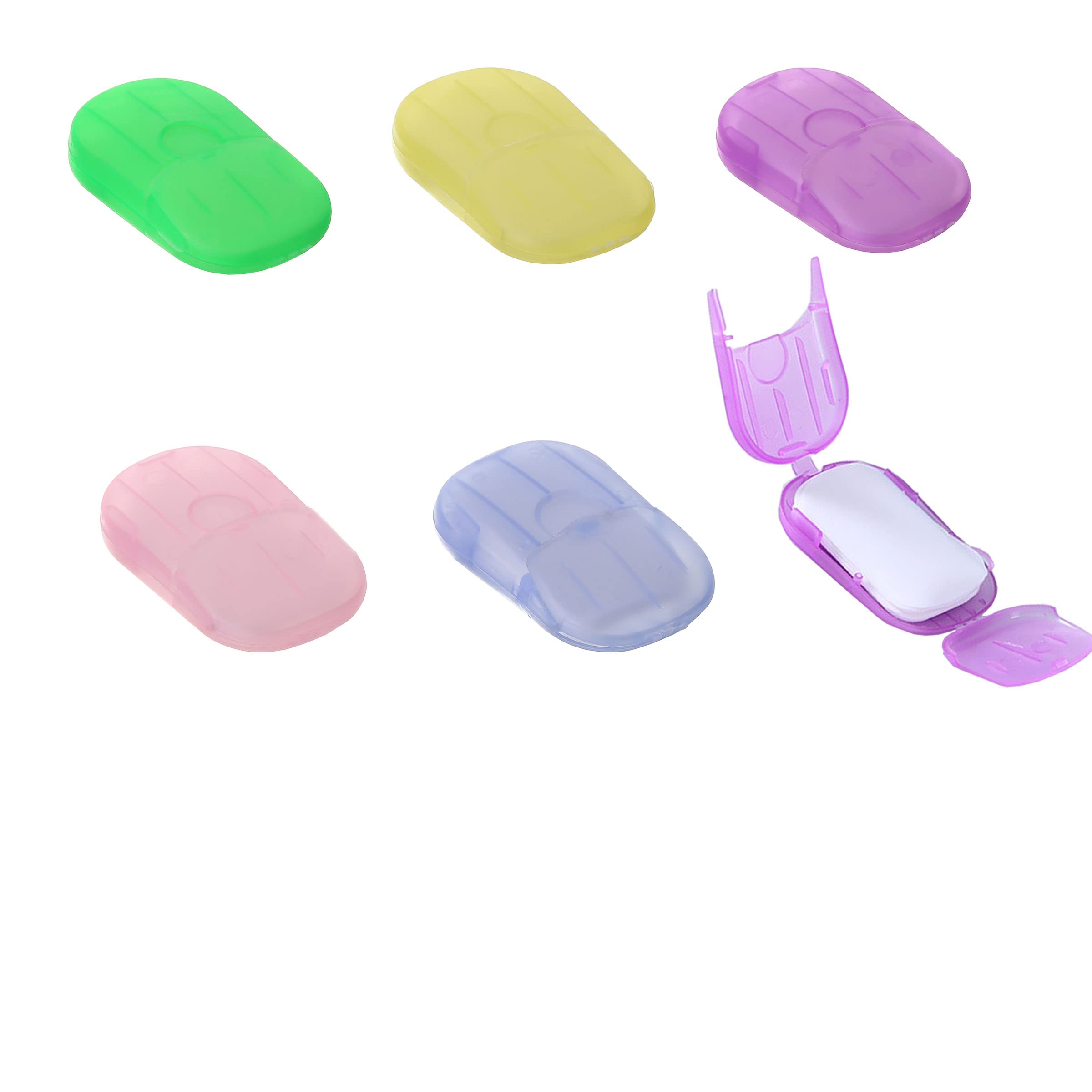 XXYXXY 6 Boxes (120 Sheets) Portable Disposable Travel Hand Soap Sheet Paper Hand Wash Bath Paper Soap Sheet (Random Color)