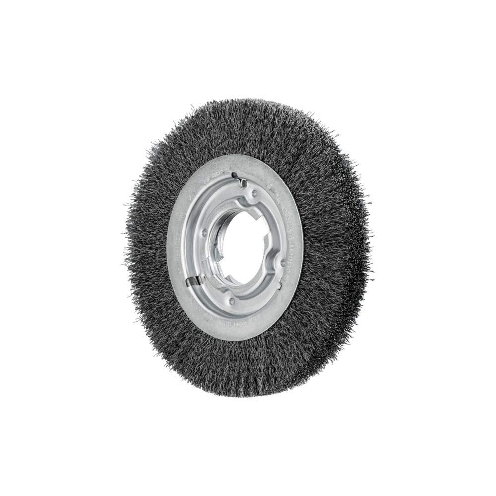PFERD 81127 Medium Face Crimped Wheel Brush, Carbon Steel Wire, 8 Diameter, 2 Arbor Hole, 0.012 Wire Size, 1-1/2 Trim Length, 1 Face Width, 4500 Maximum RPM