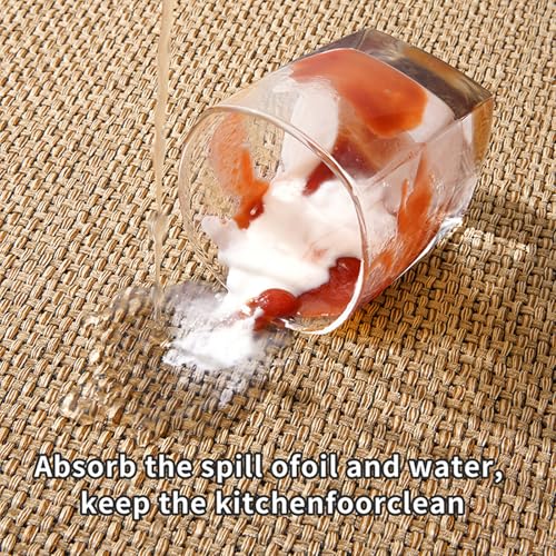 BANEBOR Non-Slip Corner Kitchen Rug - Super Absorbent Braided Floor Mat for Sink Areas, Washable Circular Sector Mat with Rubber Backing, Imitation Linen Kitchen Carpet (Grey, Radius 27.6'')