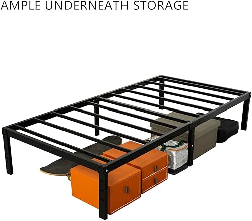 Miniatura 7 de Marco de cama doble tamaño XL, 3500 libras resistente marcos de metal con listones de acero, soporte de plataforma de 13.8in de alto con