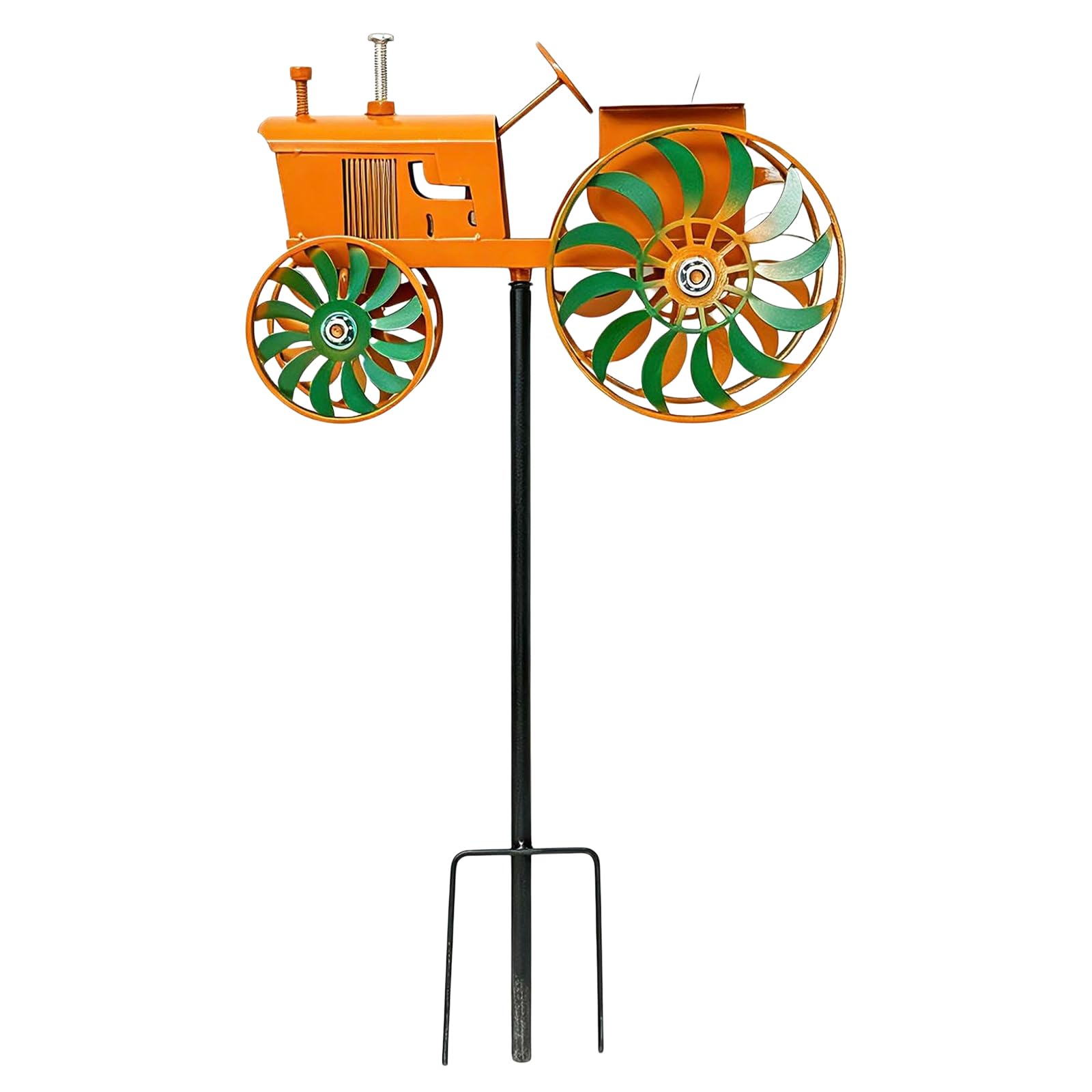 Generic Tractor Wind Sculpture with Rotating Wheels Outdoor Tractor Wind Spinner Decorative Windmill for Garden Yard Patio Lawn Decor