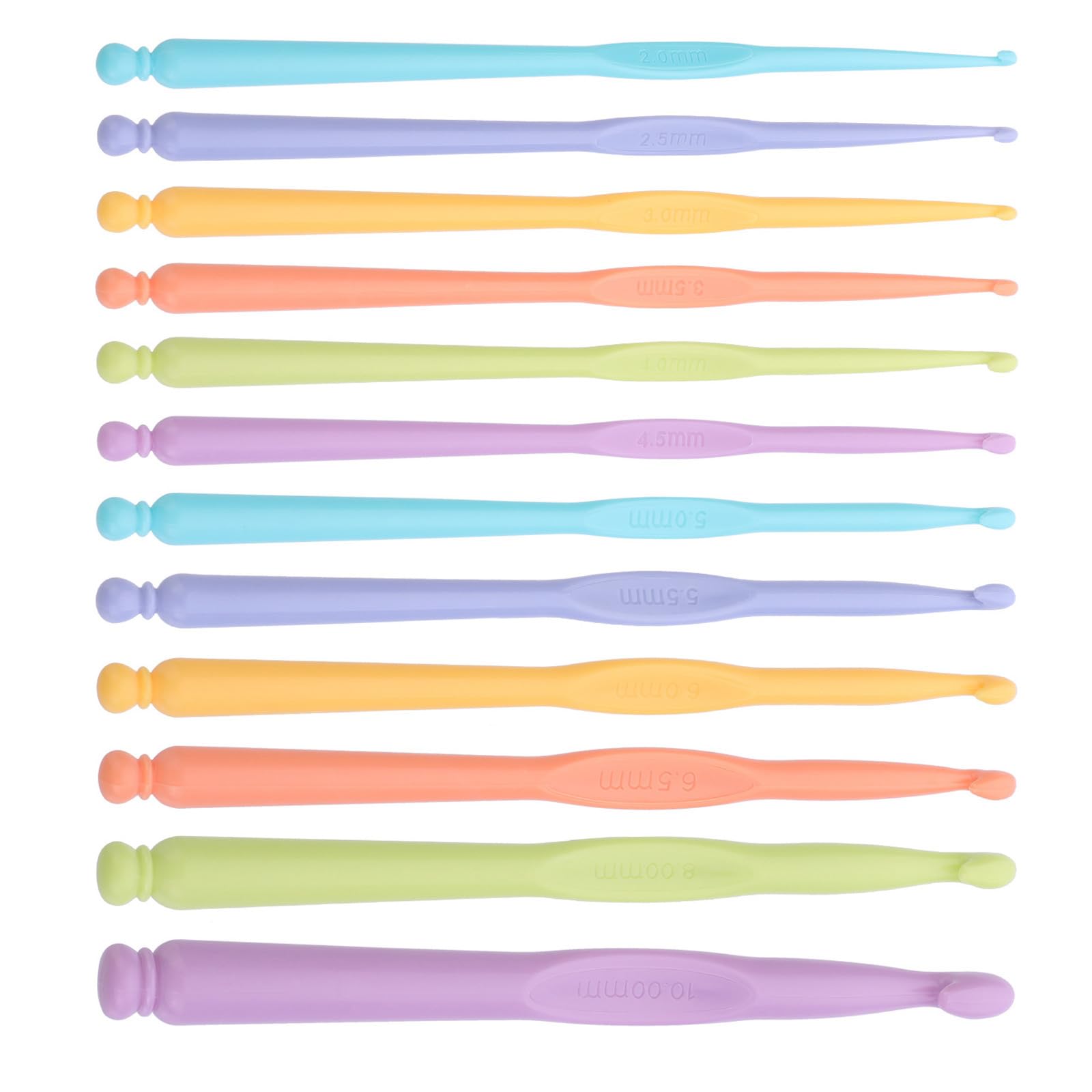 12 Pcs 2.0mm-10.0mm Crochet Hook Set Ergonomical Crochet Needle Colourful Knitting Needle for Crocheting Knitting
